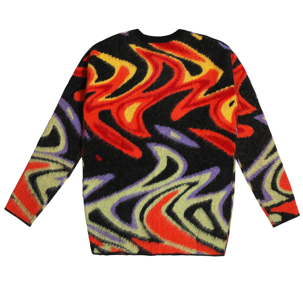 Mohair Sweater Jacquard Pattern Knitwear Crew Neck Long Sleeve Garment for Men