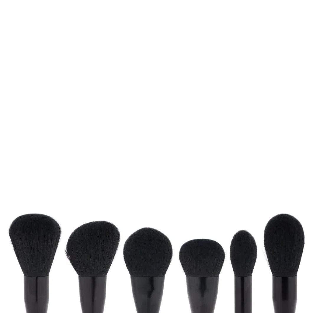 Customized Luxury Eco-Friendly White Black High Quality 6 Pieces Cosmetic Brush Makeup Brush Powder Contour Travel Face Brush Set